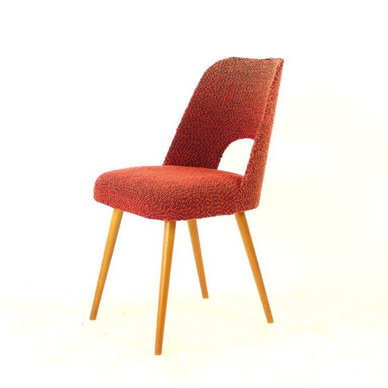 Vintage eetkamerstoelen van Oswald Heardtl voor Ton, Tsjechoslowakije, jaren 60, set van 4 – Textile, Wood (photo 10 of 15)