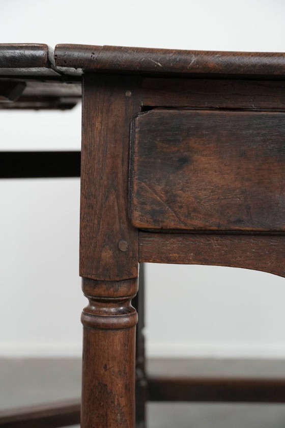 Image 1 of Antico tavolo da pranzo/tavolo a ribalta/tavolo da pranzo in quercia inglese del XVIII secolo