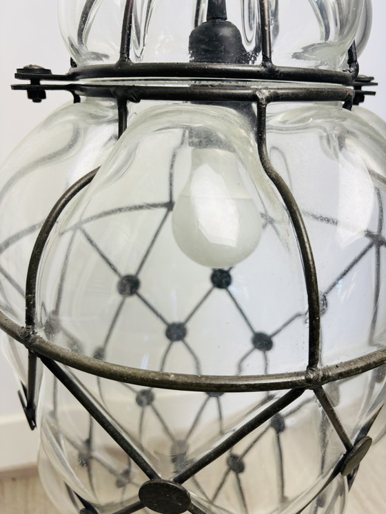 Image 1 of Large Venetian glass pendant lantern lamp