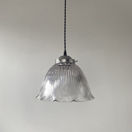 Antieke Vintage 25,5 cm Holofaan glazen hanglamp