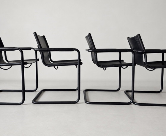 6 Vintage Mart Stam S34 — All Black — Black Leather – Dining chairs, Metal (photo 13 of 15)