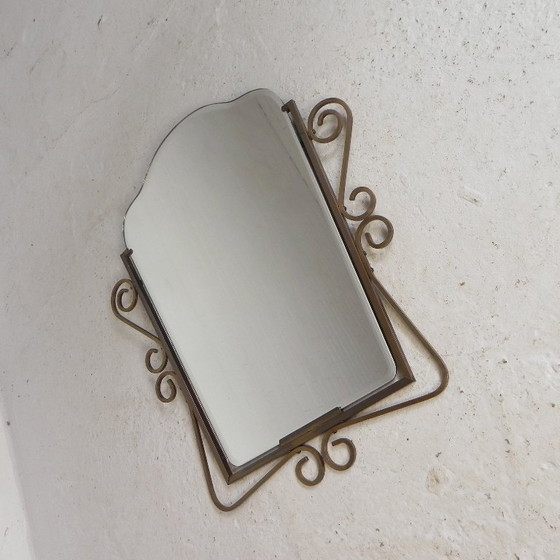 Specchio vintage con cornice in ottone, anni '50 – Glass (photo 3 of 9)