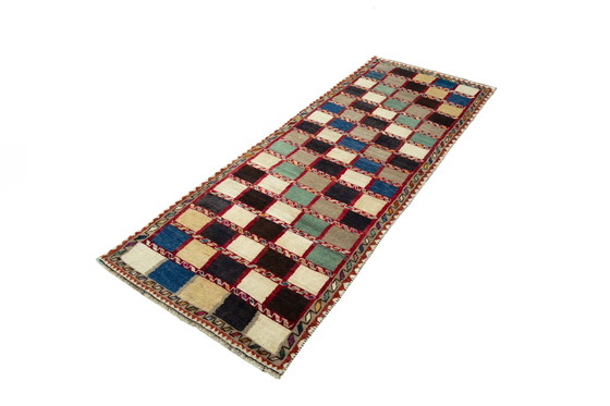 Image 1 of Hand-knotted Gabbeh Nomadic Carpet 280 X 104 Cm - Colored Mosaic Look