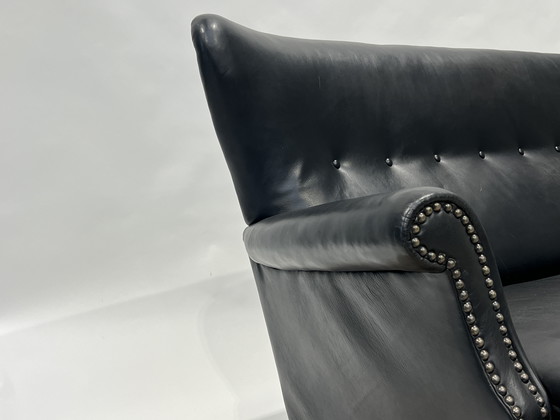 Image 1 of Black Danish Vintage Leather Cocktail Sofa