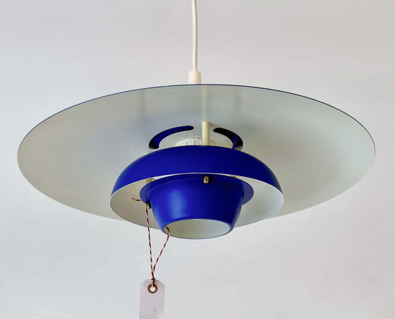 Suspension vintage El-Light Danish Blue Multi-Shade – Années 1970 – Metal (photo 2 of 11)