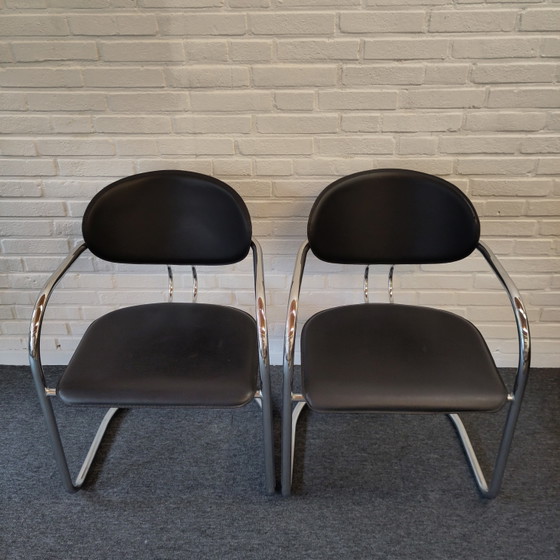 Set Van Twee Effezeta Sledestoelen – Eetkamerstoelen, Chrome, Metal (photo 2 of 12)