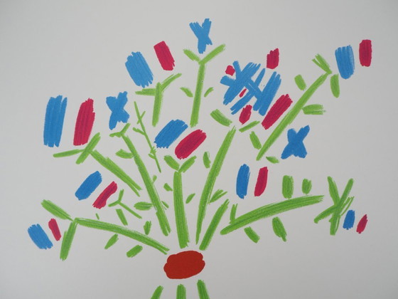 Pablo Picasso: The Blue, White, and Red Bouquet, Signed Lithograph – Lithographs & prints, Paper (photo 3 of 5)