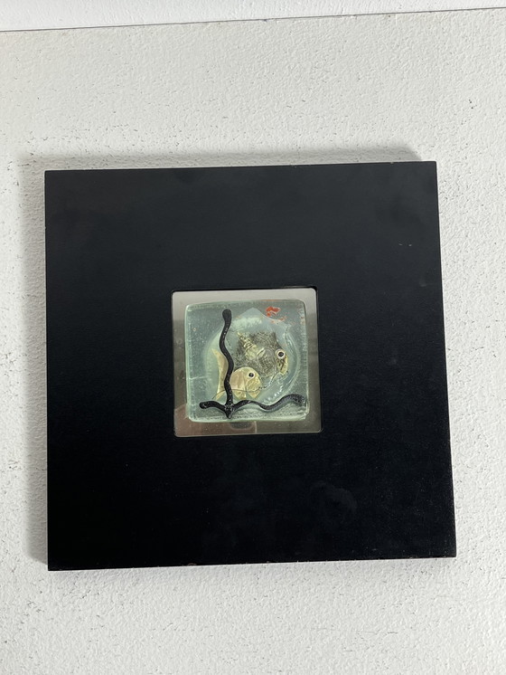 Image 1 of 2 obras de arte en vidrio "Leerdam" enmarcadas