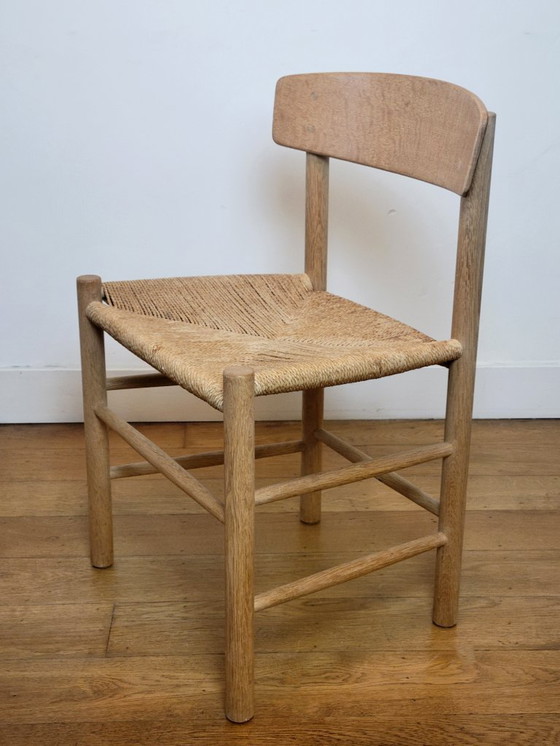 Image 1 of Set of 4 J39 chairs in soaped oak by Børge Mogensen for FDB Mobler