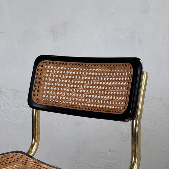 Image 1 of Marcel Breuer Barhocker im Stil „Cesca“, Messingfarben, 1980