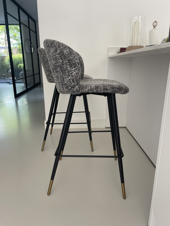 Image 1 of 2 tabourets de bar Eichholtz tissu noir cambon