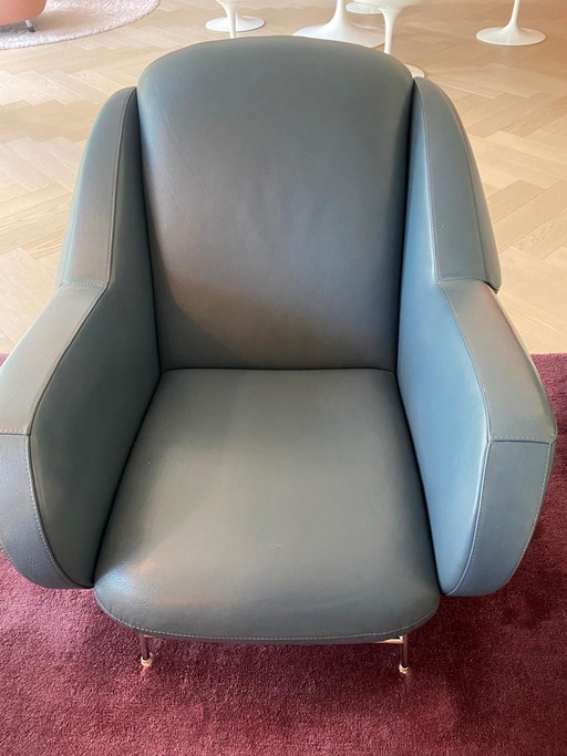 Fauteuil Anton Leolux blauw leer 