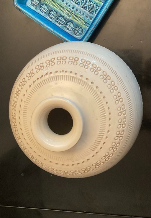 Bitossi Keramik, Kugelvase, eisweiß, 20 cm hoch