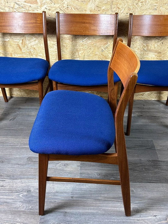 Image 1 of 4x 60's 70's Teak Chair Chaise Dining Chair Danish Modern Design Denmark