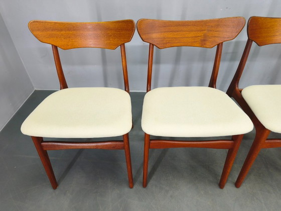 Image 1 of Set van 4 Deense teakhouten eetkamerstoelen van Schionning & Elgaard, jaren 60.