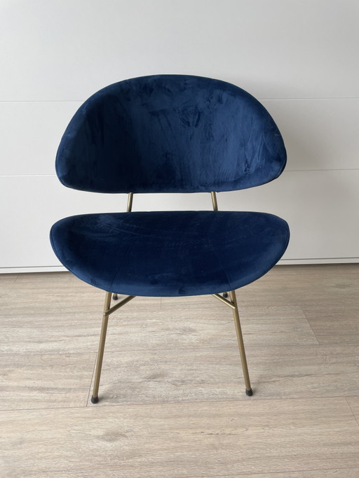 2x IKER CHERI Samtstühle, marineblau mit Messingbeinen