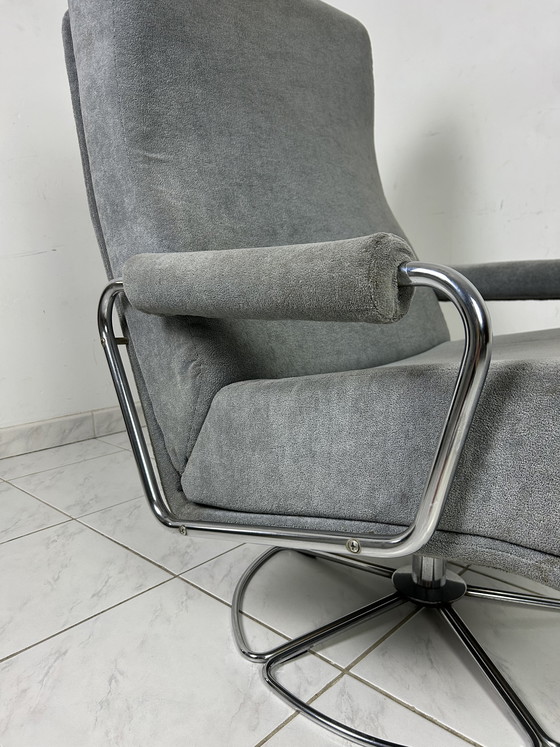 Image 1 of Fauteuil pivotant vintage Gelderland avec ottoman par Jan des Bouvrie