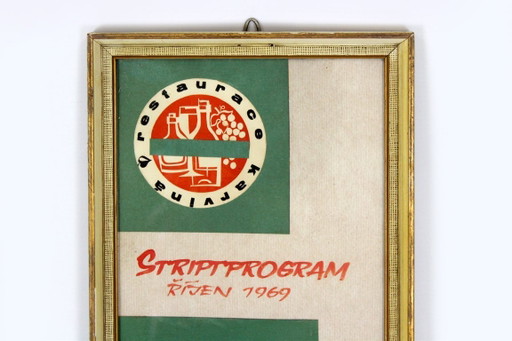 Tsjechoslowaakse handgemaakte cabaretposter met collage en handgeschreven tekst, 1969