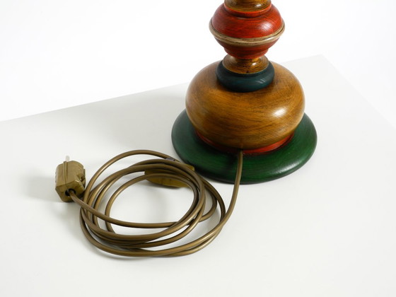 Beautiful, Large 1980s Table Lamp Made of Colorful Stained Pine Wood (photo 16 of 16)