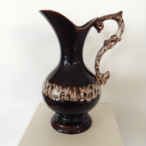 Mid Century Keramik Vintage Vase/Krug mit tropfender Glasur
