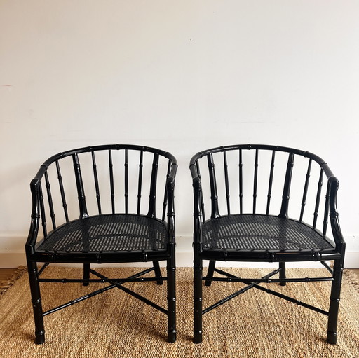 Pair of Regency Faux Bambou Armchairs