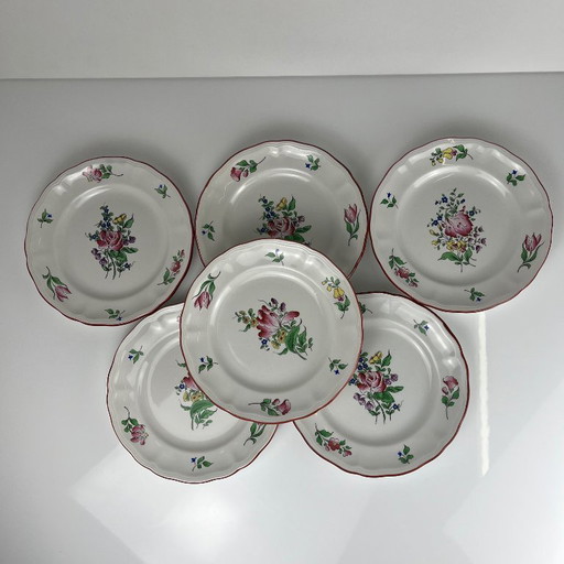 Set van 6 KG Luneville dessertborden - Réverbère model