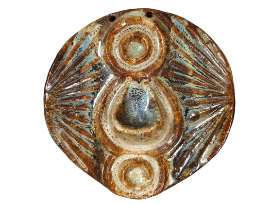 Image 1 of Mirostowice A. Zając Keramik Wandplatte Ø22cm – 1960s Mid Century Modern Polish Glazed Ceramic Wall Art