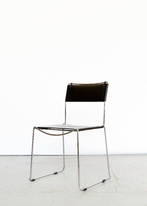 Image 1 of Leder-Esszimmerstühle von Giandomenico Belotti für Alias, 1980er Jahre, 4er-Set