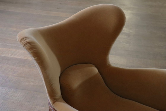 Image 1 of Paar skulpturale Lounge-Sessel im Midcentury-Modern-Stil aus Mohair und Holz, Italien, 1950er Jahre
