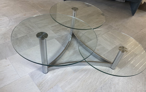 Image 1 of 1980er Glas-Couchtisch mit 3 Glasplatten