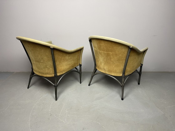 Image 1 of Antonio „Budji“ Layug – Paar Mid-Century-Modern-Ledersessel (Lounge/Esszimmer), Philippinen, 1970er Jahre. Ref.: CH2002