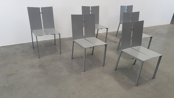 Image 1 of 6x Frans van Praet vintage stoelen belgo chrom 2000s minimalistisch design