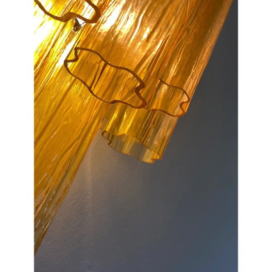 Image 1 of Aplique de pared artesanal de cristal de Murano color ámbar – Estilo Tronchi Venini