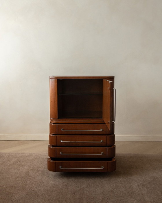 Meuble Art Déco italien en bois avec détails chromés, années 1930 – Armoires de rangement, Wood (photo 3 of 17)