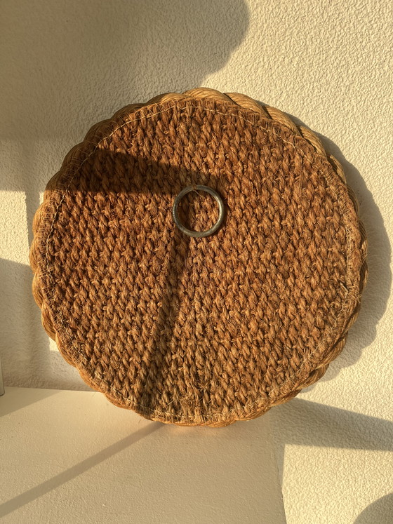 Image 1 of Vintage round rope mirror, Audoux-Minet style, 1960s