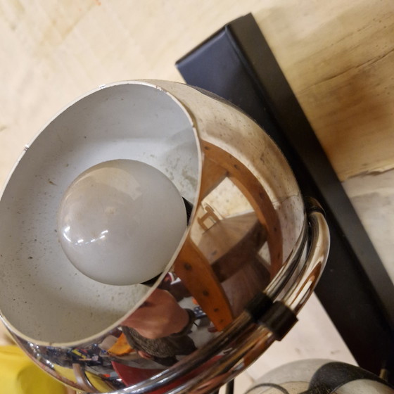 Image 1 of Lampada da parete vintage con lampadine Rake, lampada da parete cromata anni '60