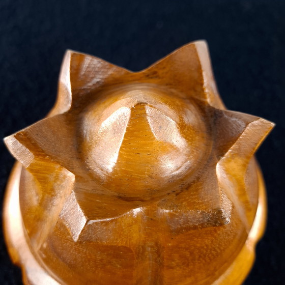Image 1 of Vintage 1970s teak pot, flower shape