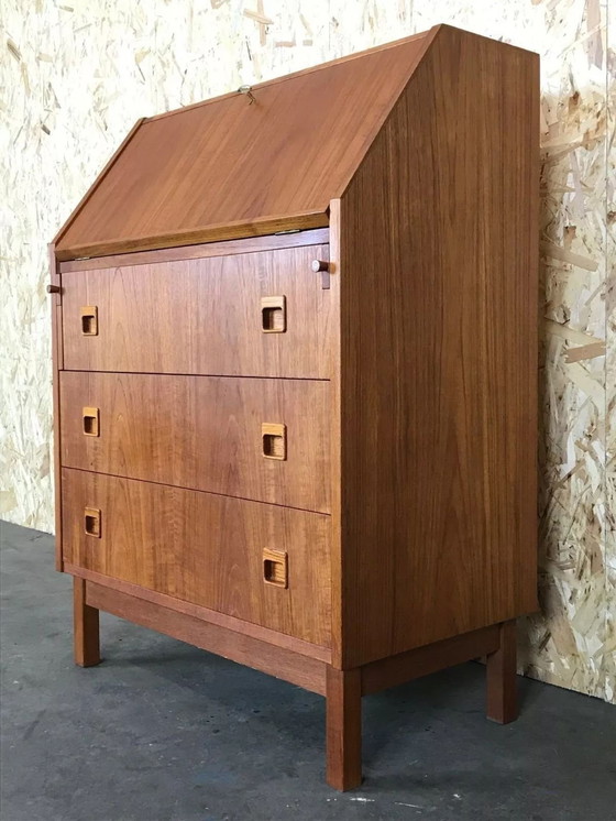 Image 1 of 60s 70s teak secretaire ladekast Deens Modern Bureauontwerp Denemarken 60s 70s