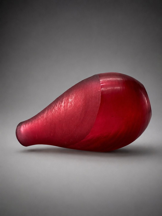 Image 1 of Ruby Red Studio Glass Vase | Satin & Cut Finish | 10.5 cm