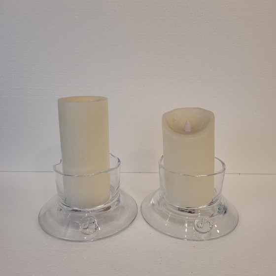 Image 1 of Coppia di candelieri in cristallo, Sempre, anni 2000 - Belgio