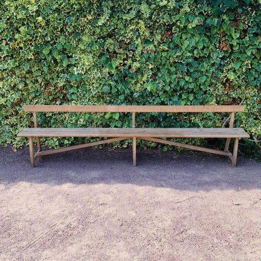 Ancien banc d’église en bois avec dossier -3 mètres -