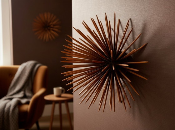 Image 1 of Mid-Century Modern Starburst Wall Art Sculpture — MCM Decor, 3D Textured Custom Color Designer Art 