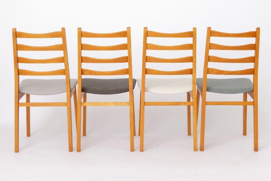 Image 1 of Set van 4 vintage beukenhouten eetkamerstoelen, mid-century modern, Duits jaren 60, gerestaureerde houten stoelen