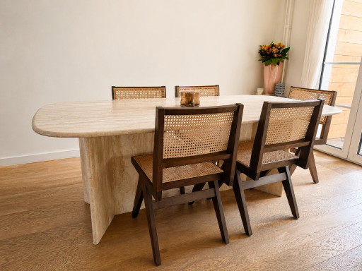 Solid travertine dining table, premium statement piece