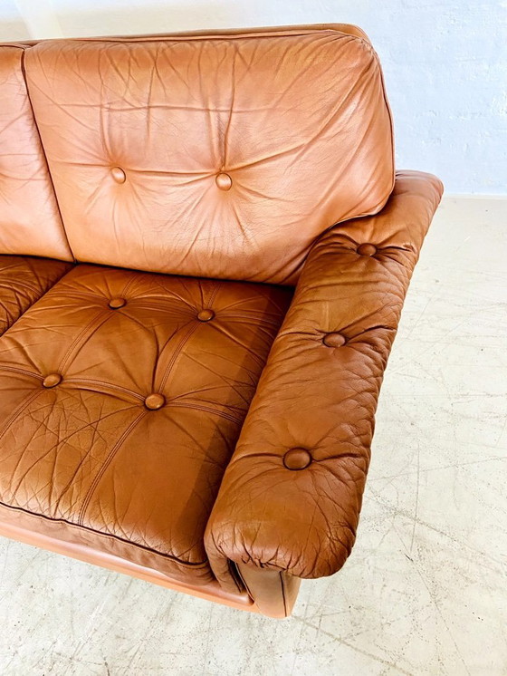 Image 1 of VINTAGE DANISH SVEND SKIPPER 3 PERSON SOFA IN COGNAC LEATHER 1970,s