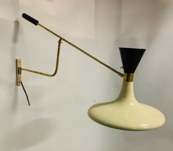 Stilnovo Wandleuchte mit Arm, Wandleuchten, Messing, Metall, Schwarz, Mid Century Modern (Foto 2 von 9)
