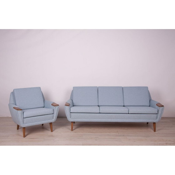 Image 1 of Mid Century Deense bank en fauteuil, jaren 1960