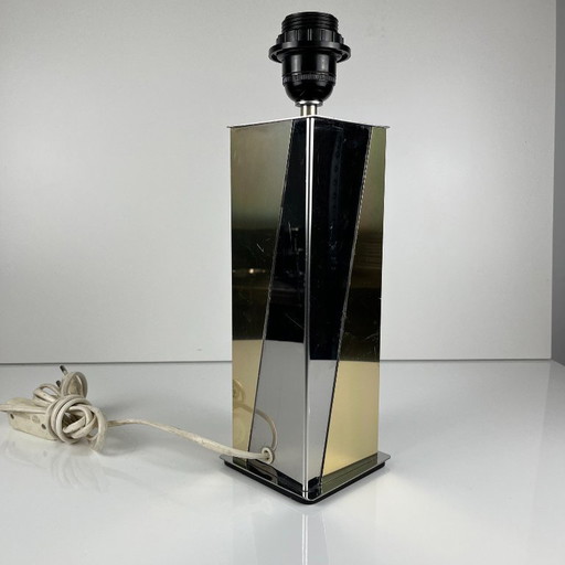 Base lampada vintage stile Hollywood Regency, ottone e cromo, 1970