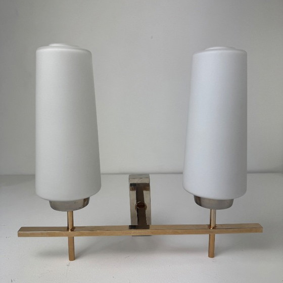 Image 1 of Vintage dubbele wandlamp "Maison Arlus" uit de jaren 1950