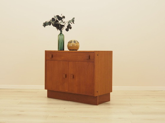 Mobile danese impiallacciato con cassetto e anta a ribalta, anni '60 – Armadi contenitori, Legno (photo 4 of 14)